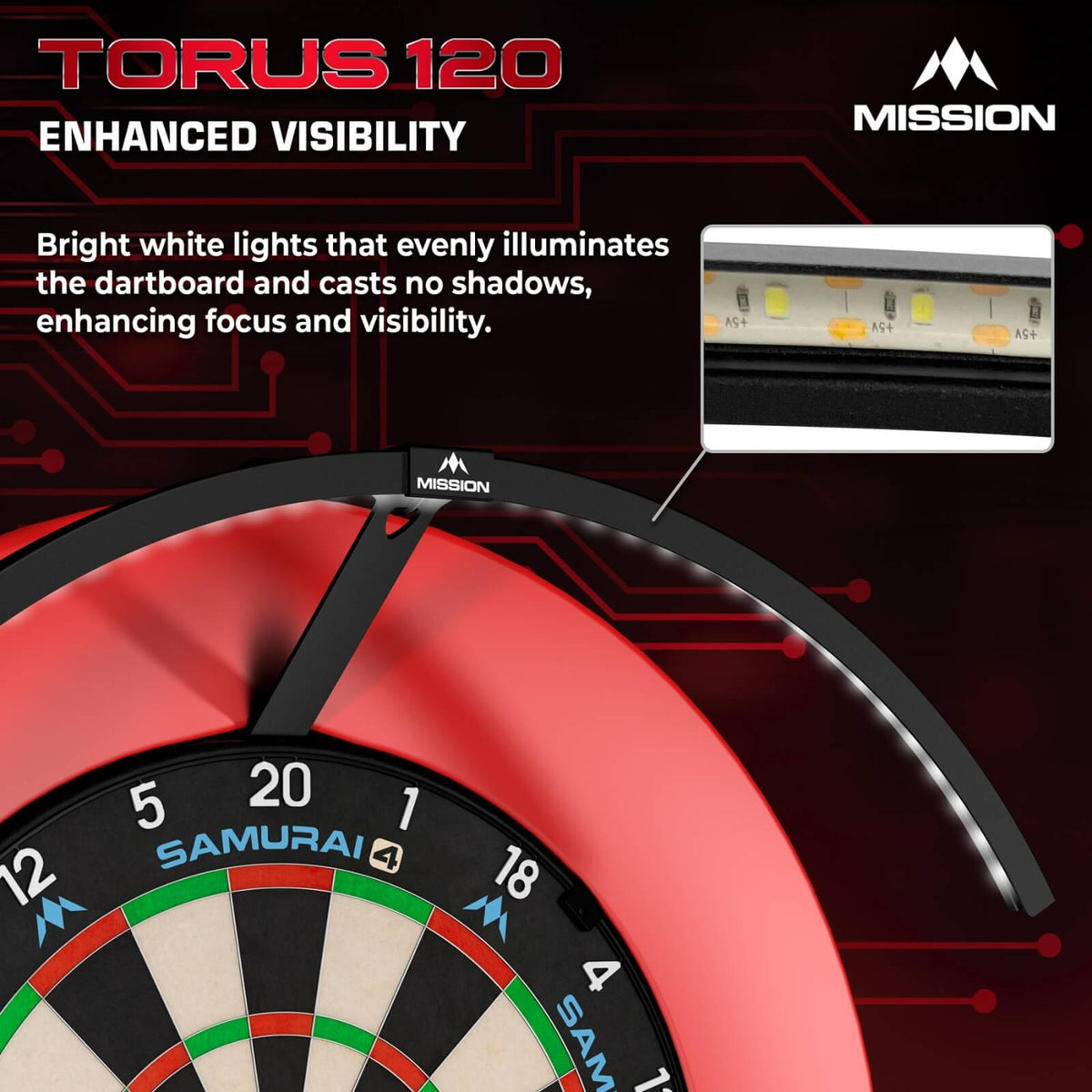 Dartboard Accessories - Mission - Torus 120 - Portable LED Dartboard Light