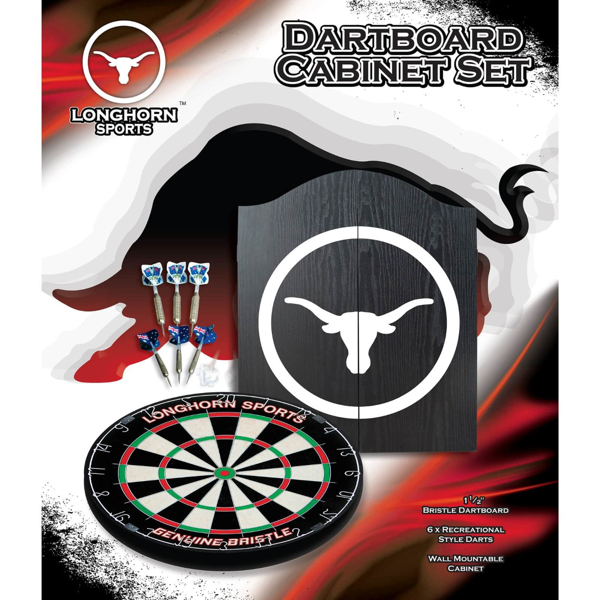 Dartboards - Formula Sports - Longhorn Dartboard &amp; Cabinet Set 