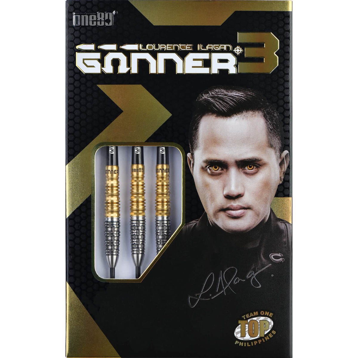 Darts - One80 - Lourence Ilagan Gunner 3 Darts - Steel Tip - 90% Tungsten - 22g 23g 24g 