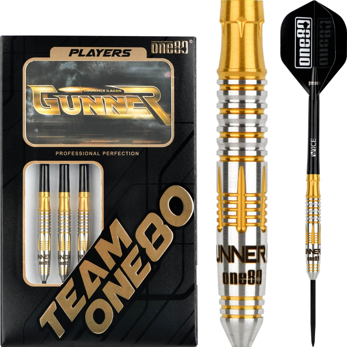 Darts - One80 - Lourence Ilagan Gunner Darts - Steel Tip - 90% Tungsten - 22g 24g 