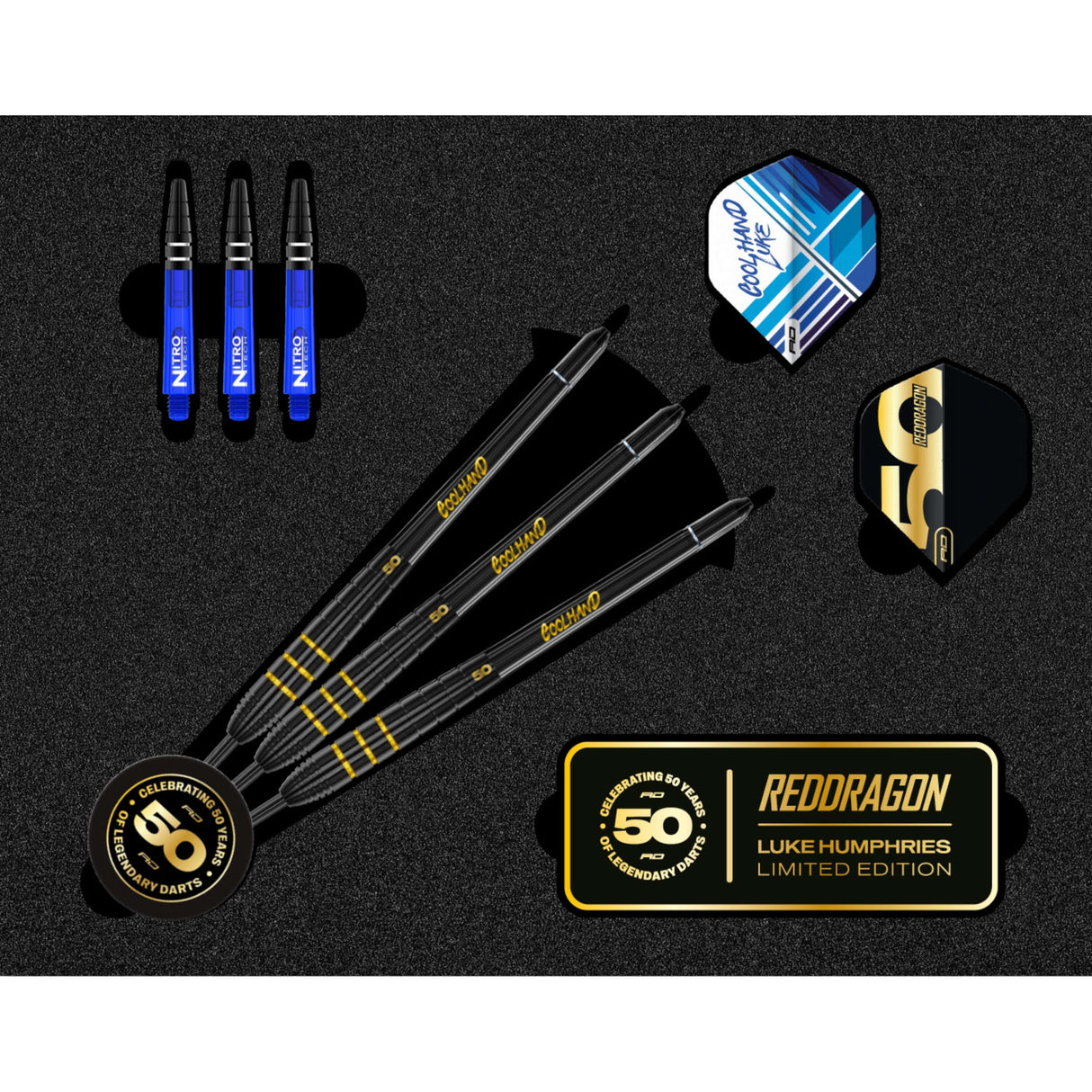 Red Dragon - Luke Humphries 50 Years Limited Edition Darts - 90% Tungsten - 22g -