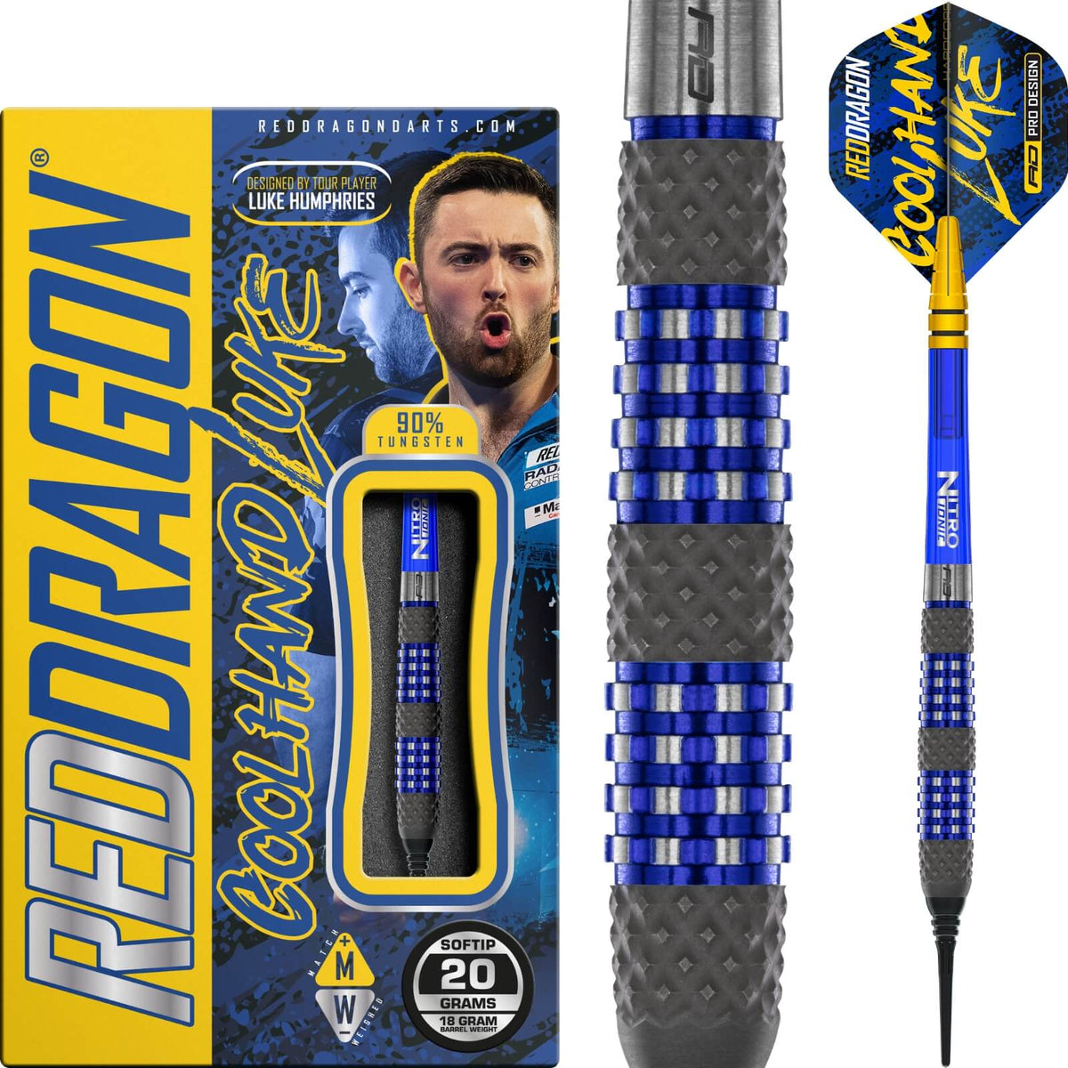Darts - Red Dragon - Luke Humphries TX2 Atomised Darts - Soft Tip - 90% Tungsten - 20g 