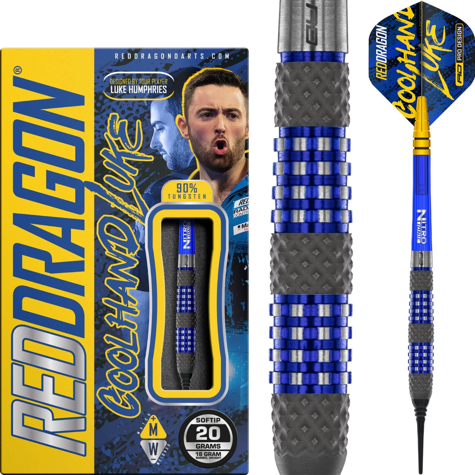 Darts - Red Dragon - Luke Humphries TX2 Atomised Darts - Soft Tip - 90% Tungsten - 20g 