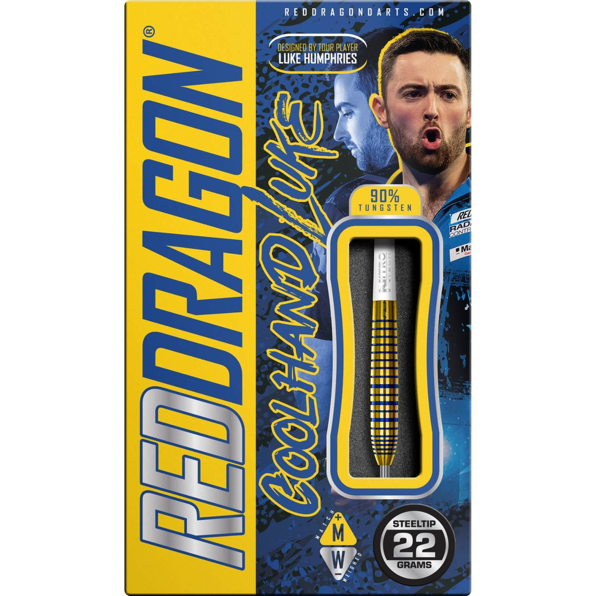 Darts - Red Dragon - Luke Humphries Gold TX3 Darts - Steel Tip - 90% Tungsten - 22g 24g 