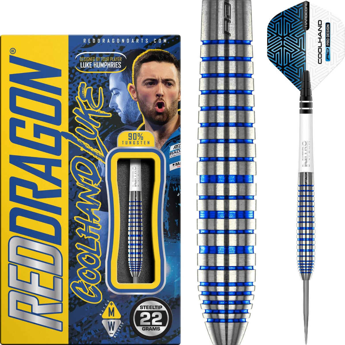 RED DRAGON Luke Humphries TX3 Gold SE Darts - 22g Wolfram Steeltip Set