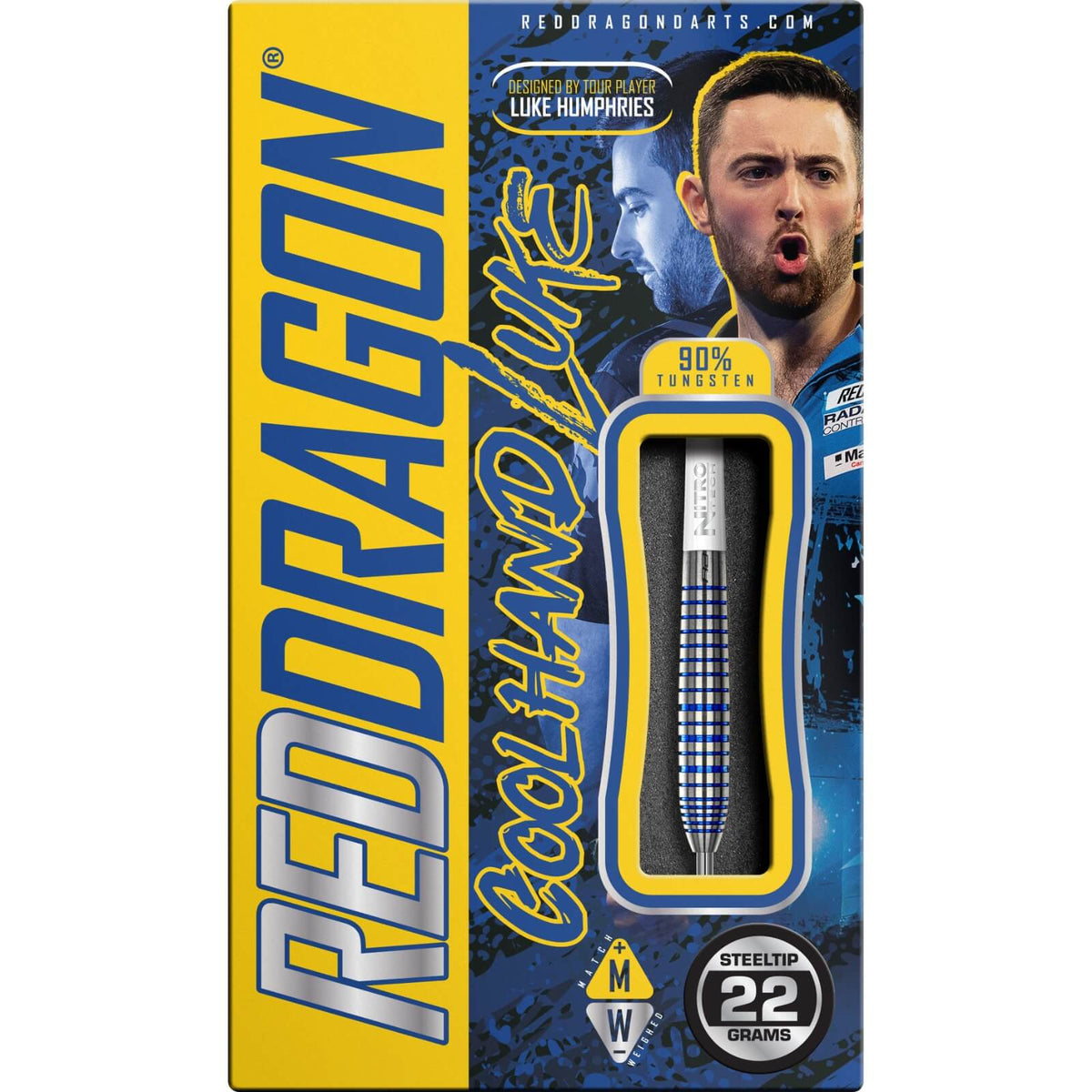 Darts - Red Dragon - Luke Humphries Silver TX3 Darts - Steel Tip - 90% Tungsten - 22g 24g 