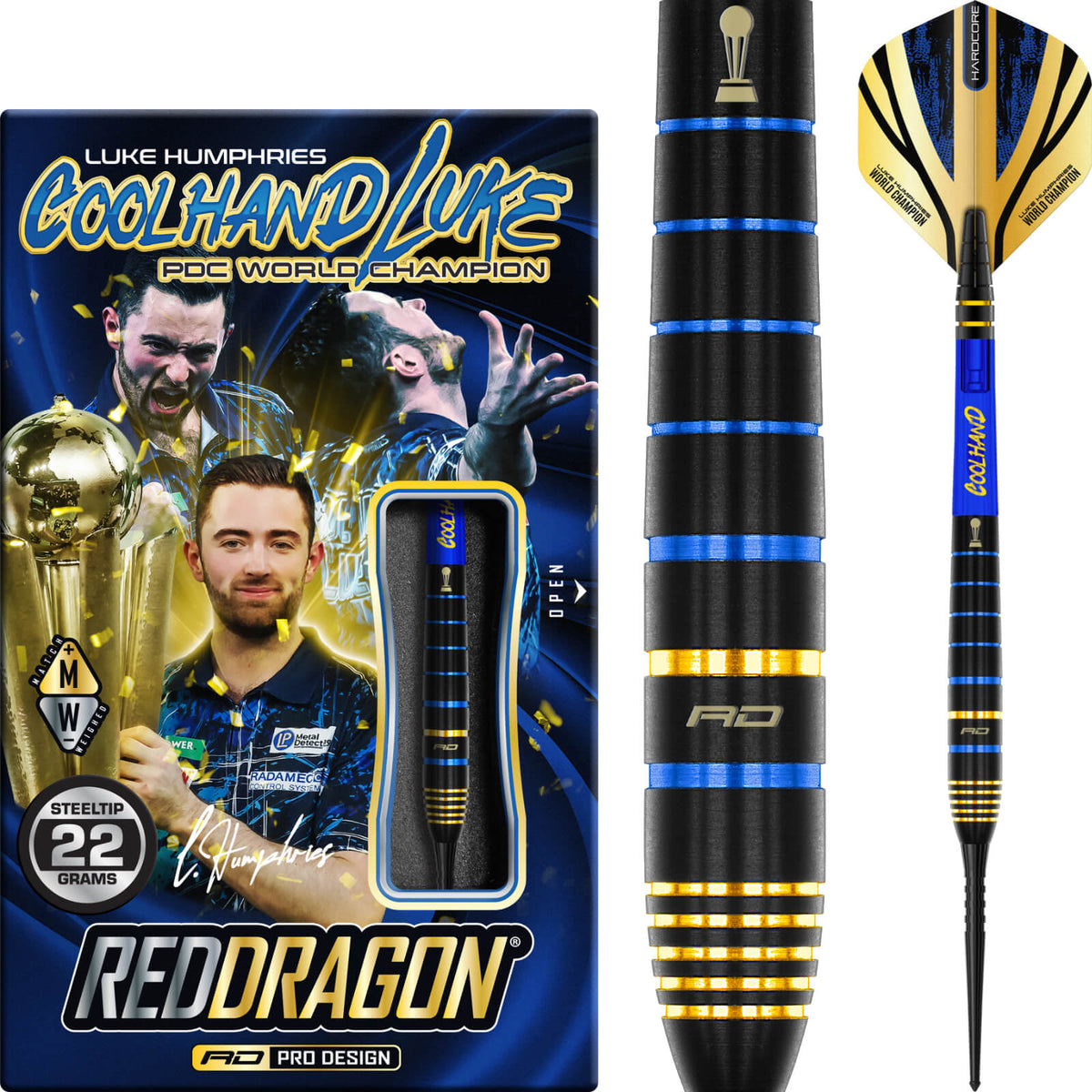 Darts - Red Dragon - Luke Humphries TX4 Avenger Darts - Steel Tip - 90% Tungsten - 22g 24g