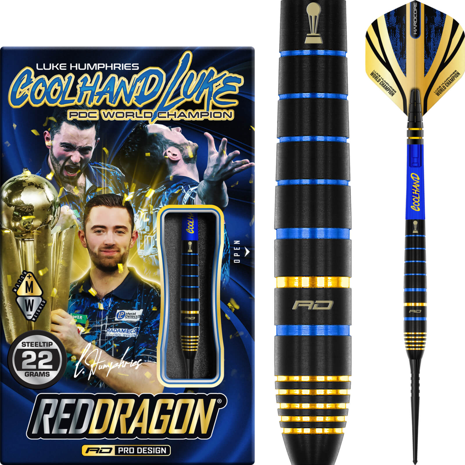 Darts - Red Dragon - Luke Humphries TX4 Avenger Darts - Steel Tip - 90% Tungsten - 22g 24g