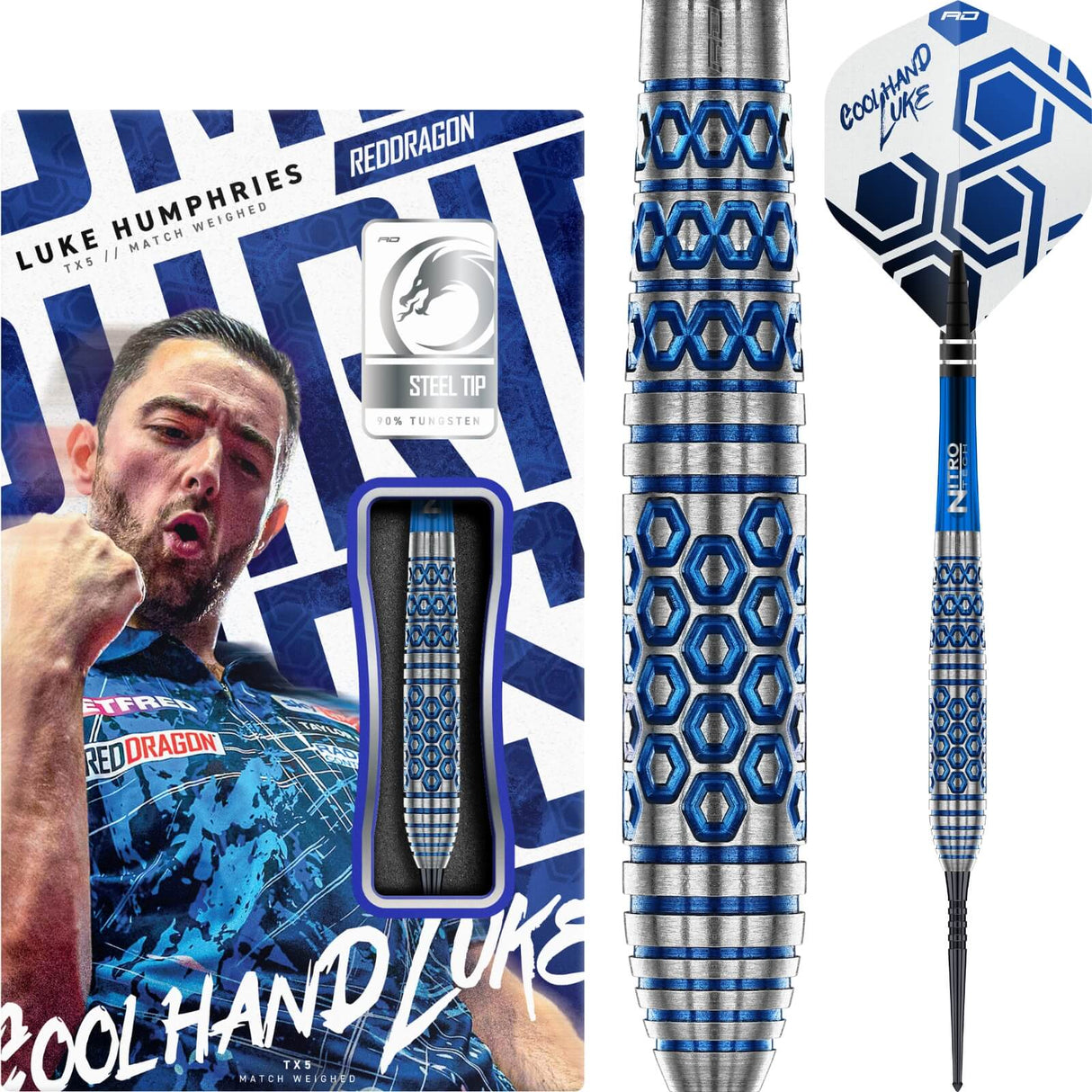 Red Dragon - Luke Humphries TX5 Darts - 90% Tungsten - 23g 25g