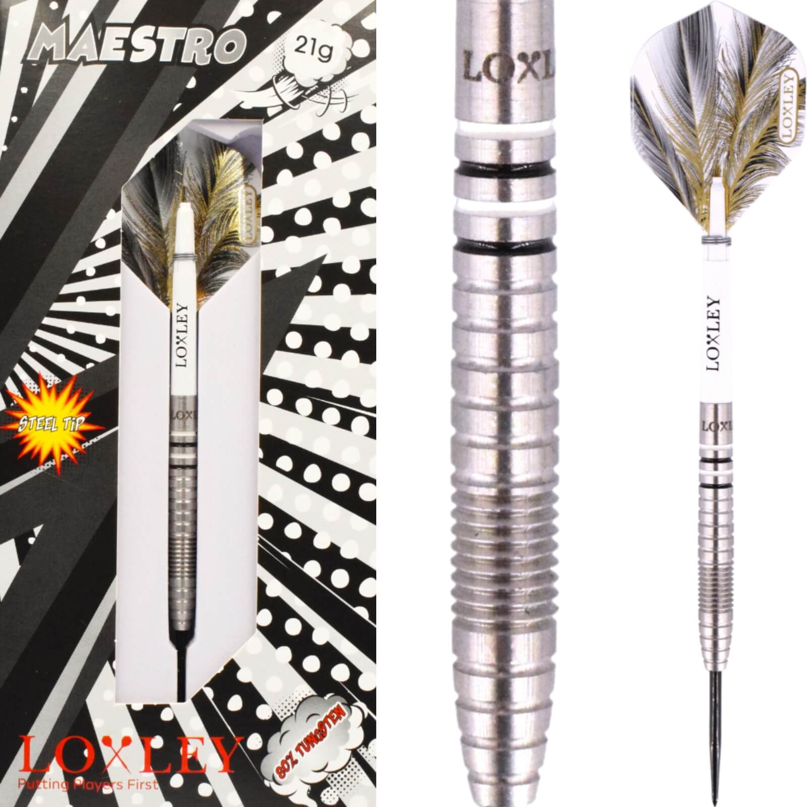 Darts - Loxley - Maestro Darts - Steel Tip - 80% Tungsten - 21g 23g 25g 