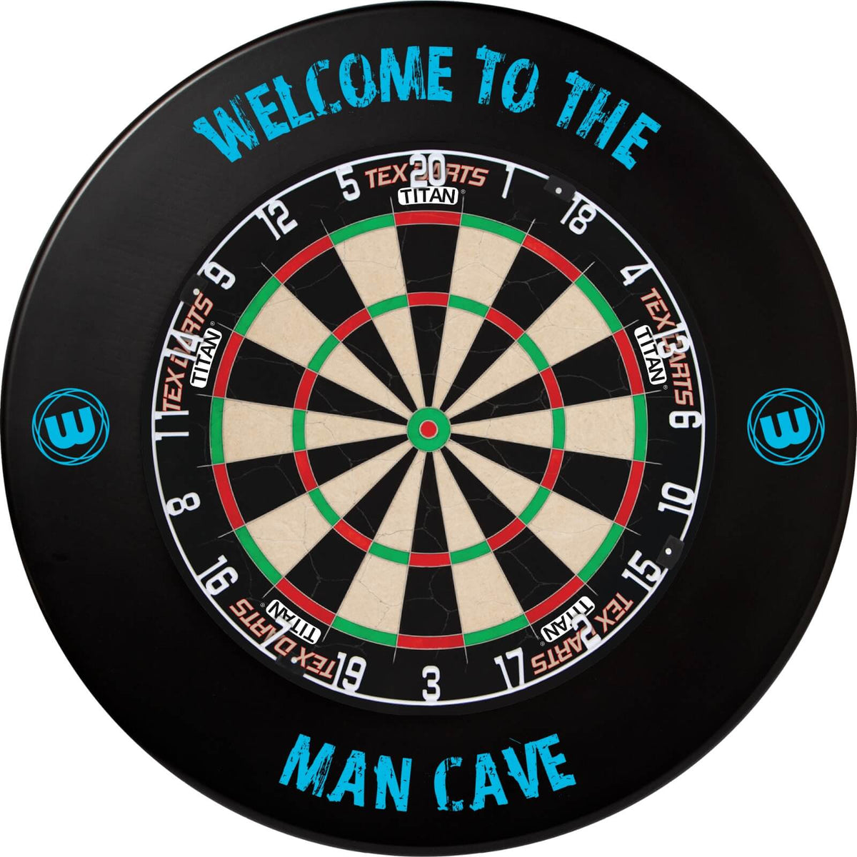 Surrounds &amp; Dartboards - Winmau - Man Cave Dartboard Surround &amp; Dartboard Bundle - Choose Your Board Tex Darts - Titan