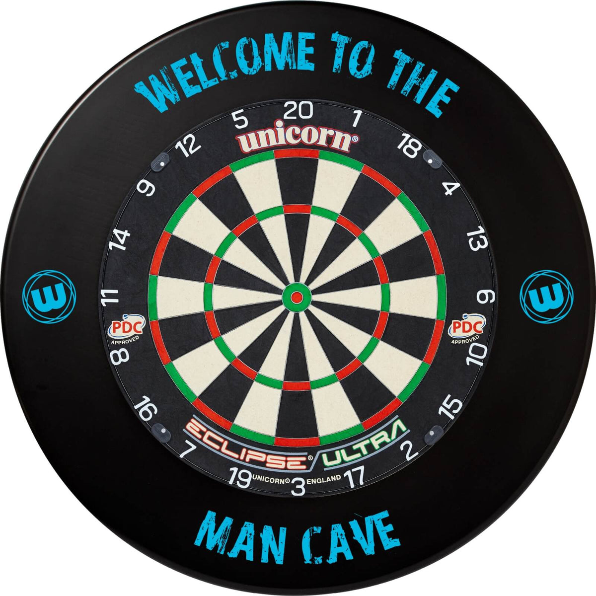 Surrounds &amp; Dartboards - Winmau - Man Cave Dartboard Surround &amp; Dartboard Bundle - Choose Your Board Unicorn - Eclipse Ultra