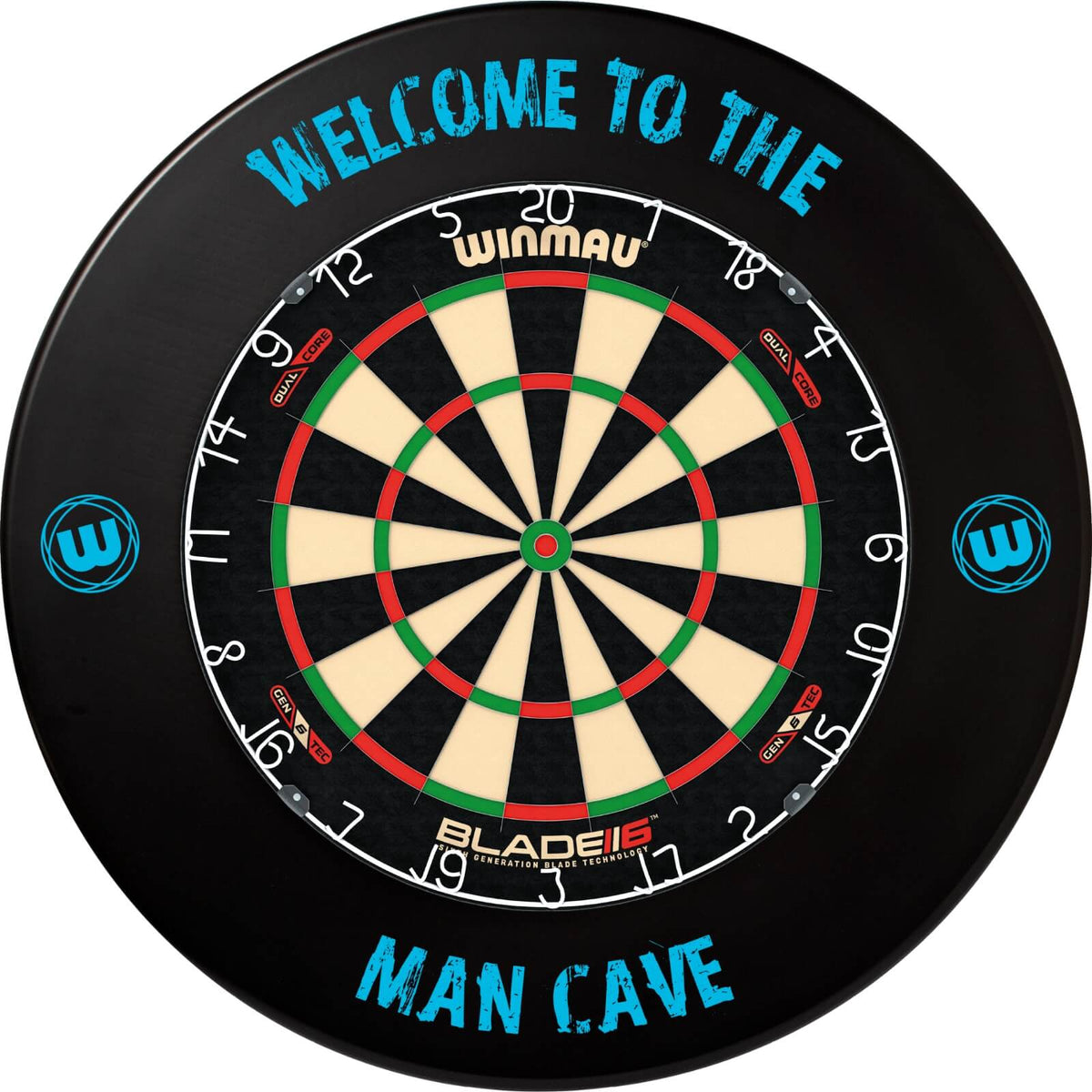 Surrounds &amp; Dartboards - Winmau - Man Cave Dartboard Surround &amp; Dartboard Bundle - Choose Your Board Winmau - Blade 6 Dual Core