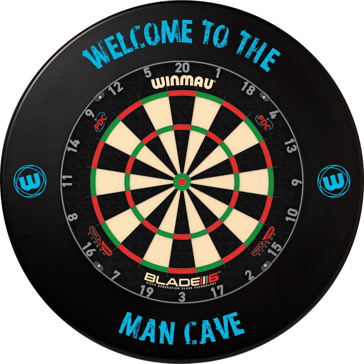 Surrounds &amp; Dartboards - Winmau - Man Cave Dartboard Surround &amp; Dartboard Bundle - Choose Your Board Winmau - Blade 6 Triple Core