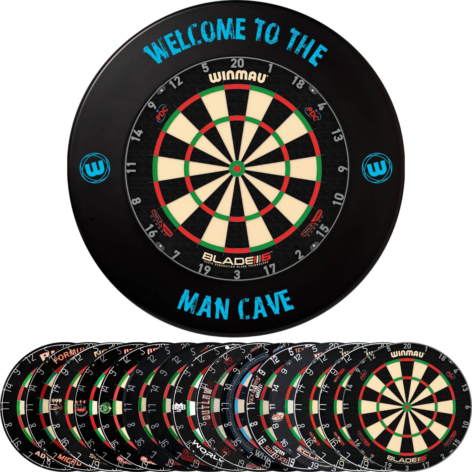 Surrounds & Dartboards - Winmau - Man Cave Dartboard Surround & Dartboard Bundle - Choose Your Board 