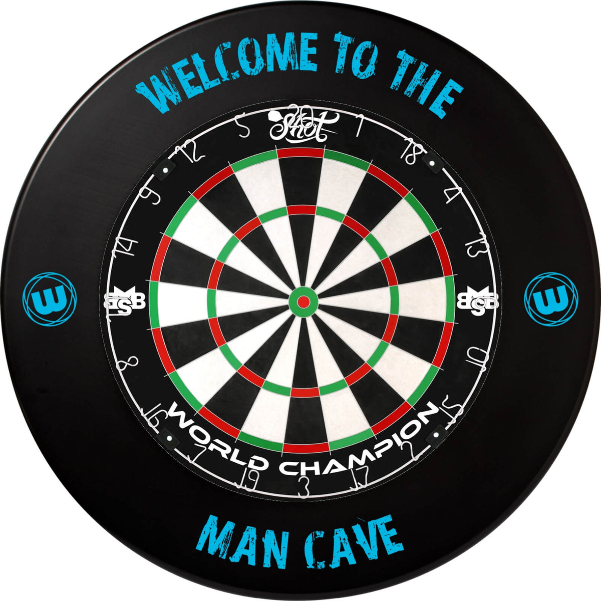 Surrounds &amp; Dartboards - Winmau - Man Cave Dartboard Surround &amp; Dartboard Bundle - Choose Your Board Shot - Michael Smith
