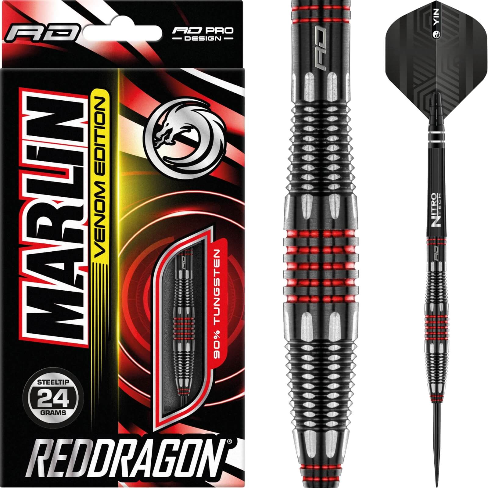Darts - Red Dragon - Marlin Venom Darts - Steel Tip - 90% Tungsten - 24g 26g 