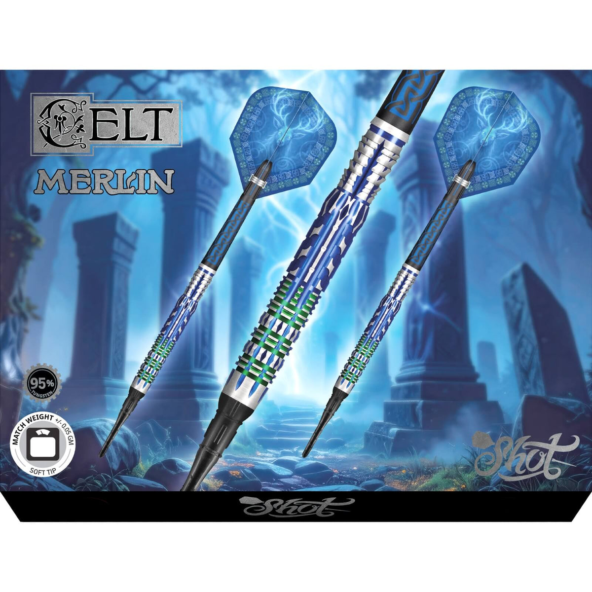 Darts - Shot - Celt Merlin Darts - Soft Tip - 95% Tungsten - 20g