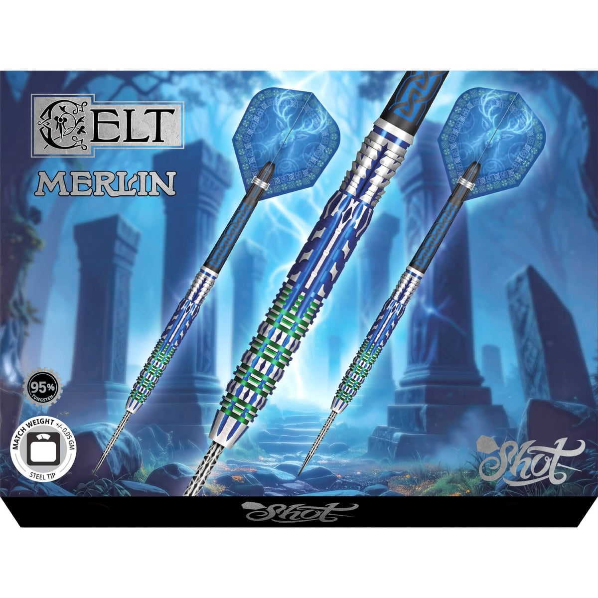 Darts - Shot - Celt Merlin Darts - Steel Tip - 95% Tungsten - 23g 24g 25g