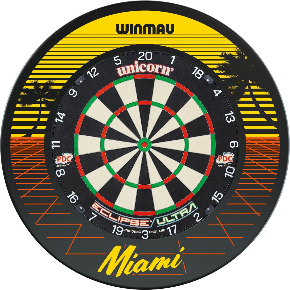Surrounds &amp; Dartboards - Winmau - Miami Dartboard Surround &amp; Dartboard Bundle - Choose Your Board Unicorn - Eclipse Ultra