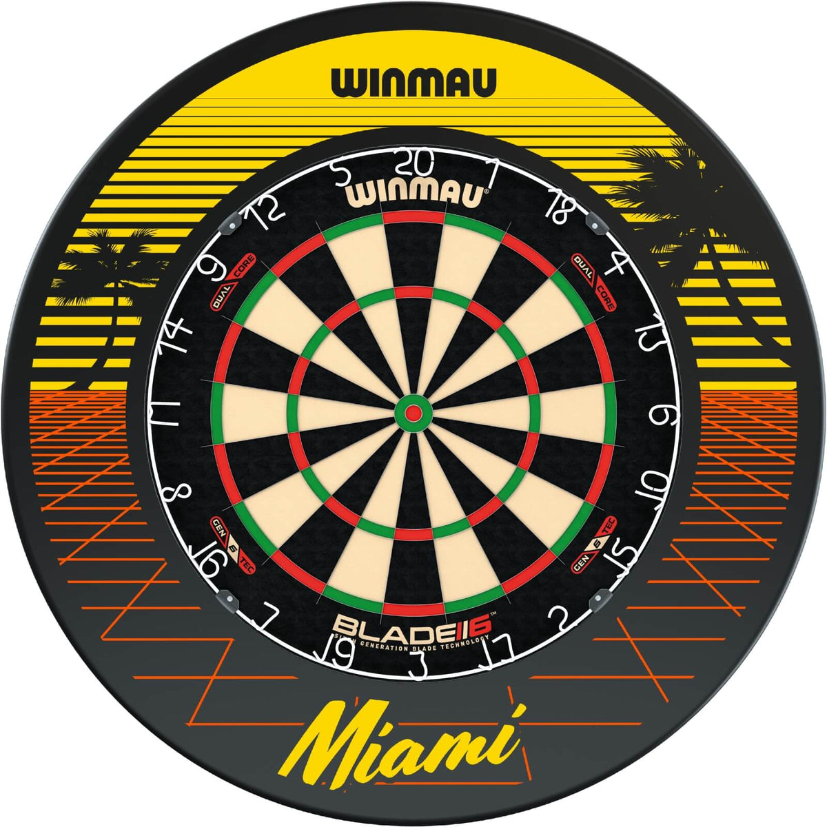Surrounds &amp; Dartboards - Winmau - Miami Dartboard Surround &amp; Dartboard Bundle - Choose Your Board Winmau - Blade 6 Dual Core