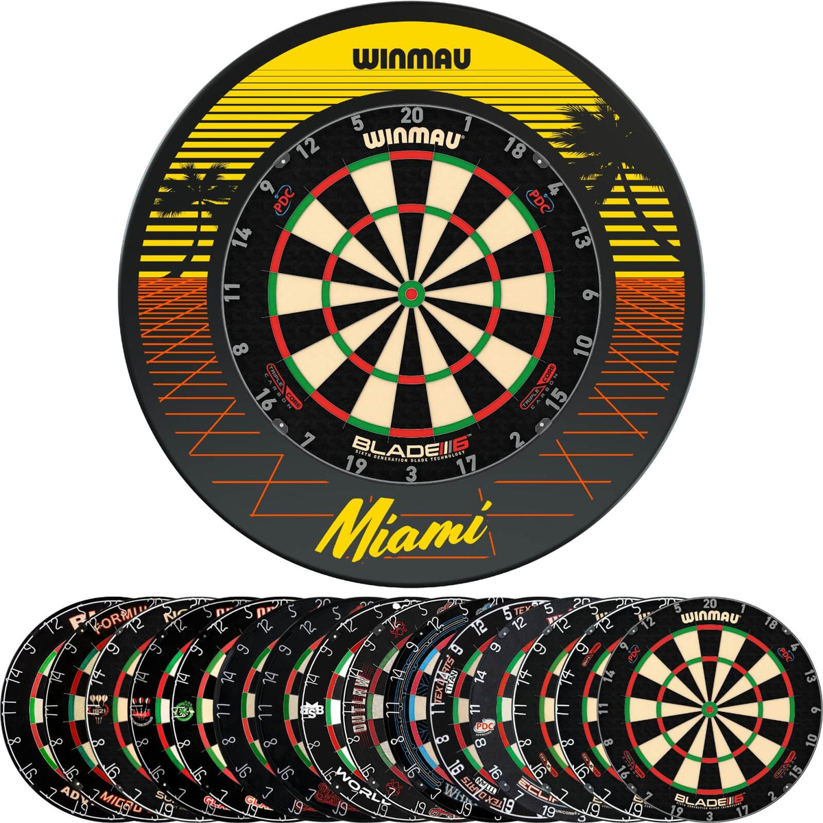Surrounds &amp; Dartboards - Winmau - Miami Dartboard Surround &amp; Dartboard Bundle - Choose Your Board 