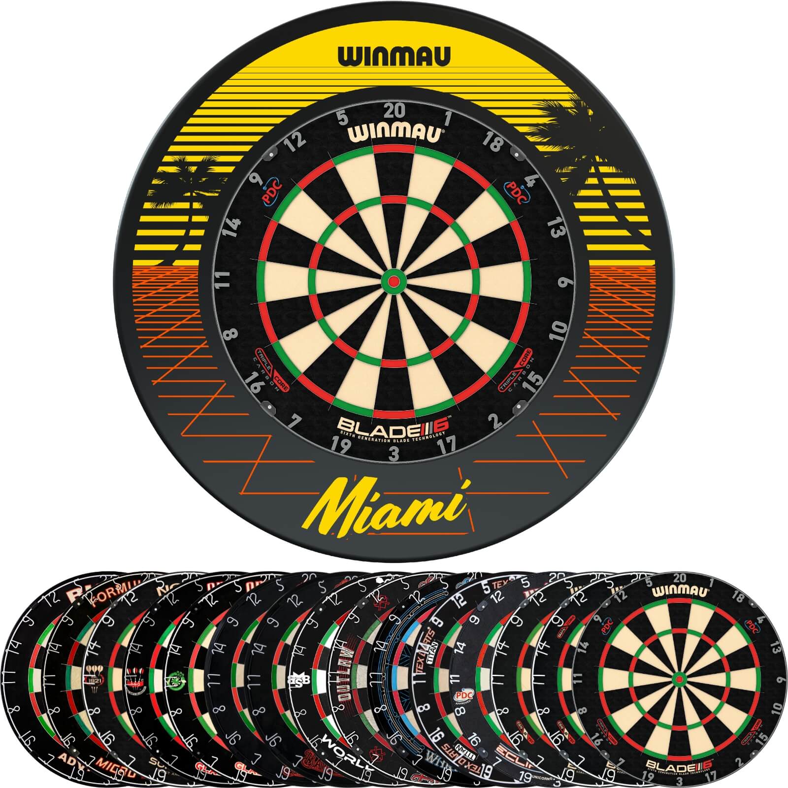 Surrounds & Dartboards - Winmau - Miami Dartboard Surround & Dartboard Bundle - Choose Your Board 