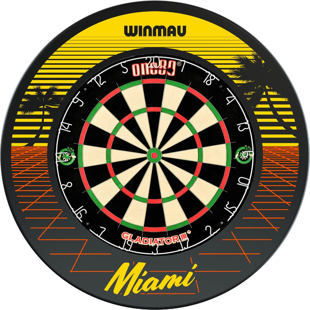 Surrounds &amp; Dartboards - Winmau - Miami Dartboard Surround &amp; Dartboard Bundle - Choose Your Board One80 - Gladiator 3+