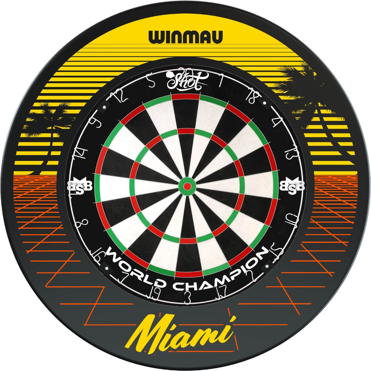 Surrounds &amp; Dartboards - Winmau - Miami Dartboard Surround &amp; Dartboard Bundle - Choose Your Board Shot - Michael Smith