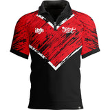 Shot - Michael Smith Red Strip Polo Dart Shirt - S to 6XL