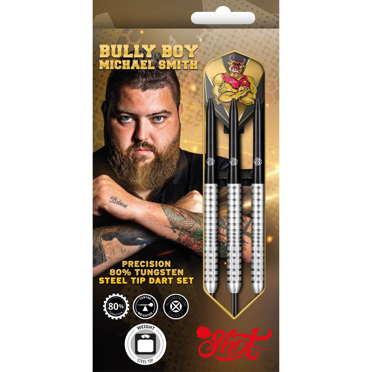 Darts - Shot - Michael Smith Precision Darts - Steel Tip - 80% Tungsten - 22g 23g 24g 25g 