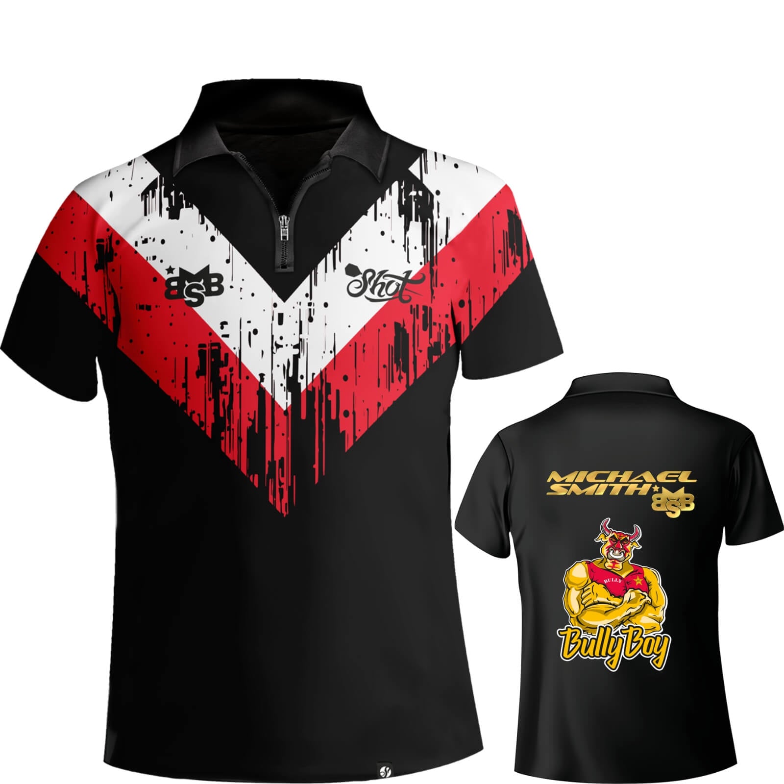 Dart Shirts - Shot - Michael Smith White Strip Polo Dart Shirt - S to 6XL 
