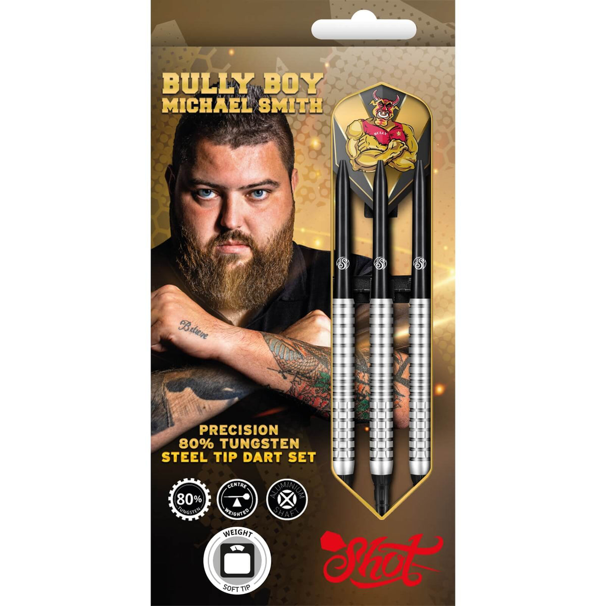 Darts - Shot - Michael Smith Precision Darts - Soft Tip - 80% Tungsten - 18g 20g 
