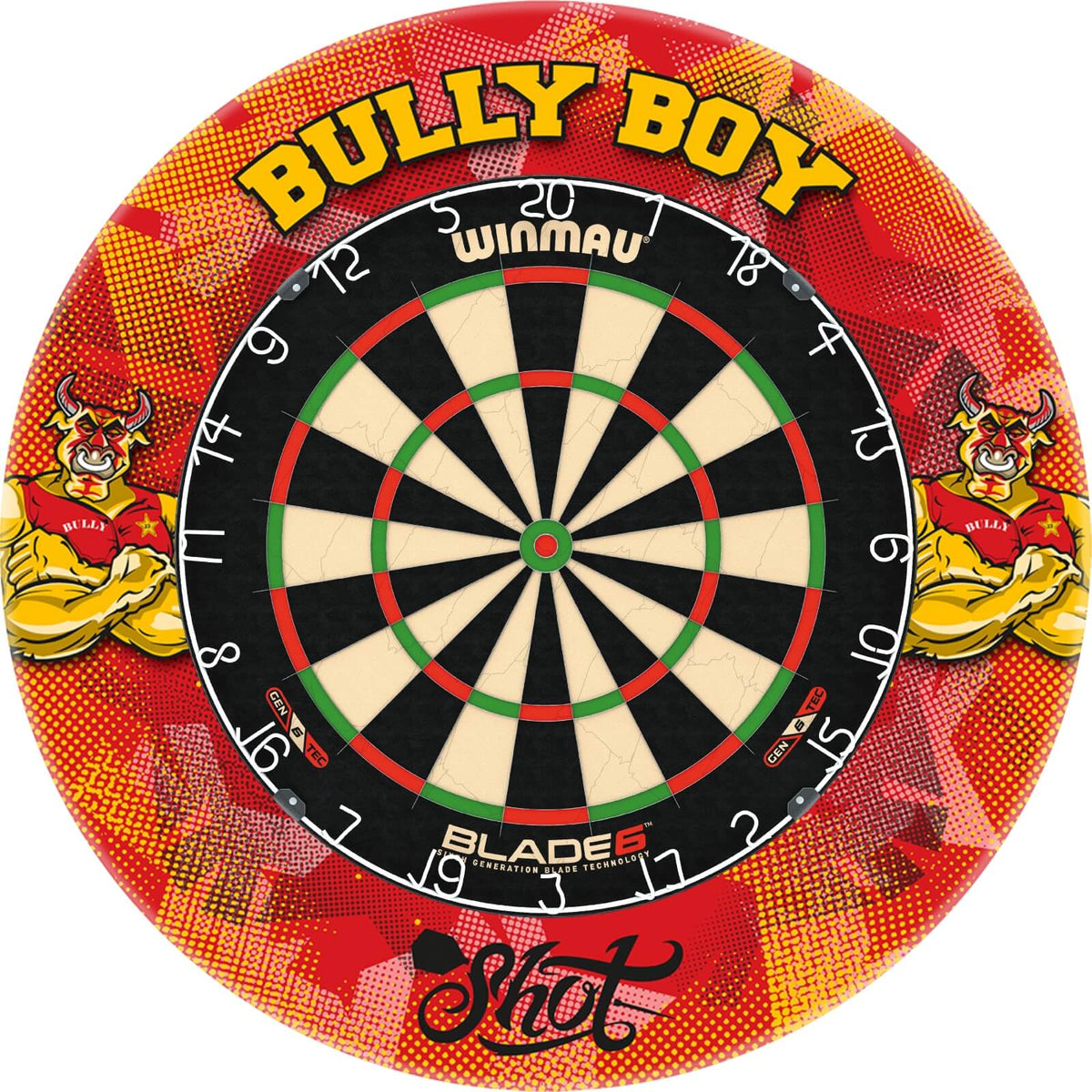 Surrounds &amp; Dartboards - Shot - Michael Smith Dartboard Surround &amp; Dartboard Bundle - Choose Your Board Winmau - Blade 6