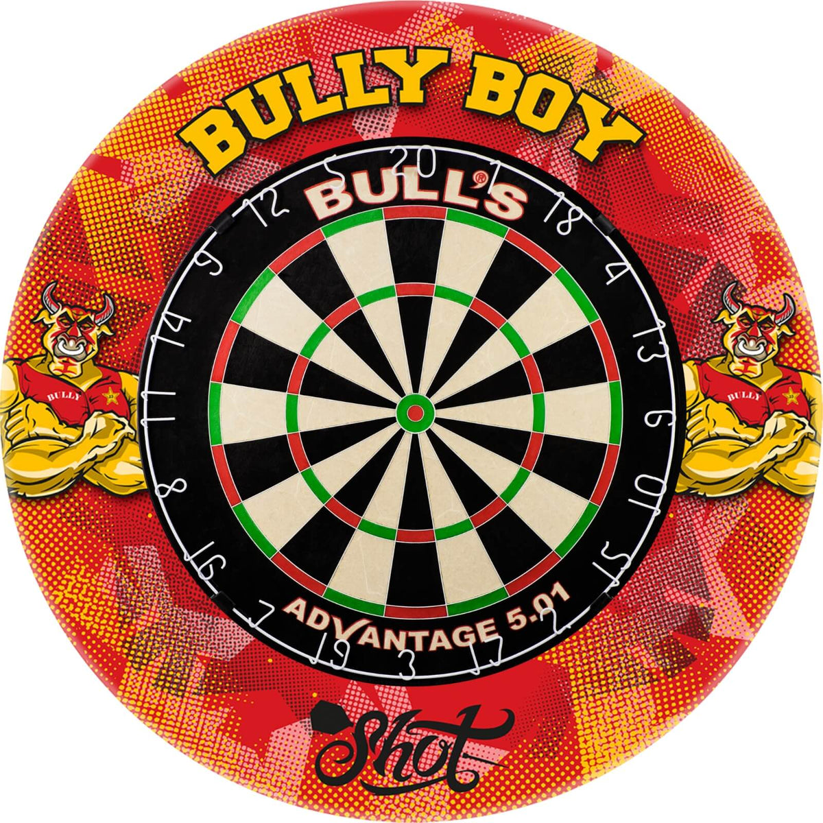 Surrounds &amp; Dartboards - Shot - Michael Smith Dartboard Surround &amp; Dartboard Bundle - Choose Your Board Bulls NL - Advantage 501