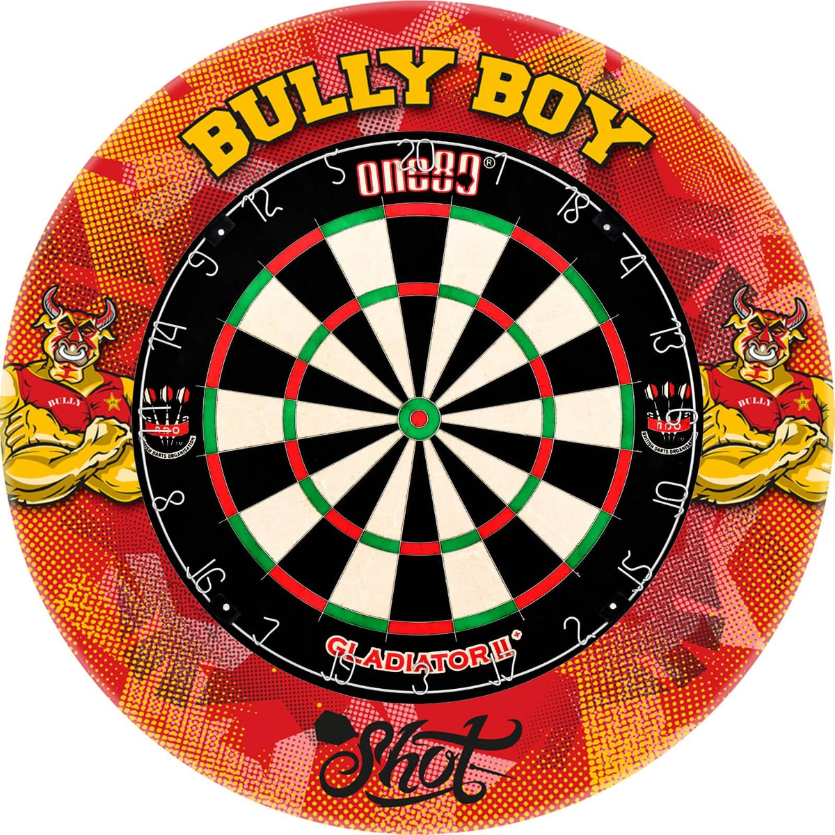 Surrounds &amp; Dartboards - Shot - Michael Smith Dartboard Surround &amp; Dartboard Bundle - Choose Your Board One80 - Gladiator 2+