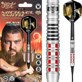 Shot - Michael Smith Believe Darts - Soft Tip - 90% Tungsten - 18g 20g -