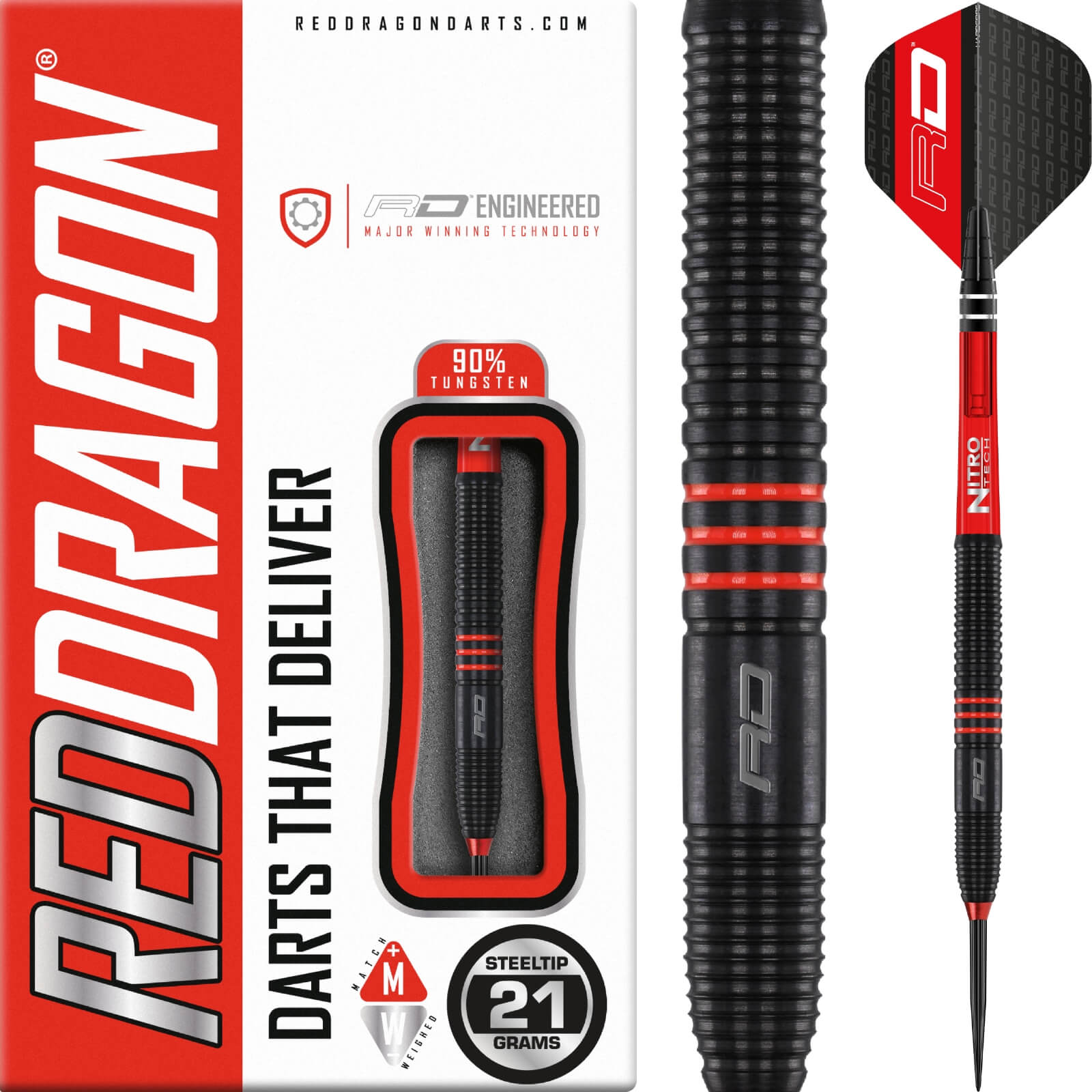 Darts - Red Dragon - Milano RS Darts - Steel Tip - 90% Tungsten - 21g 