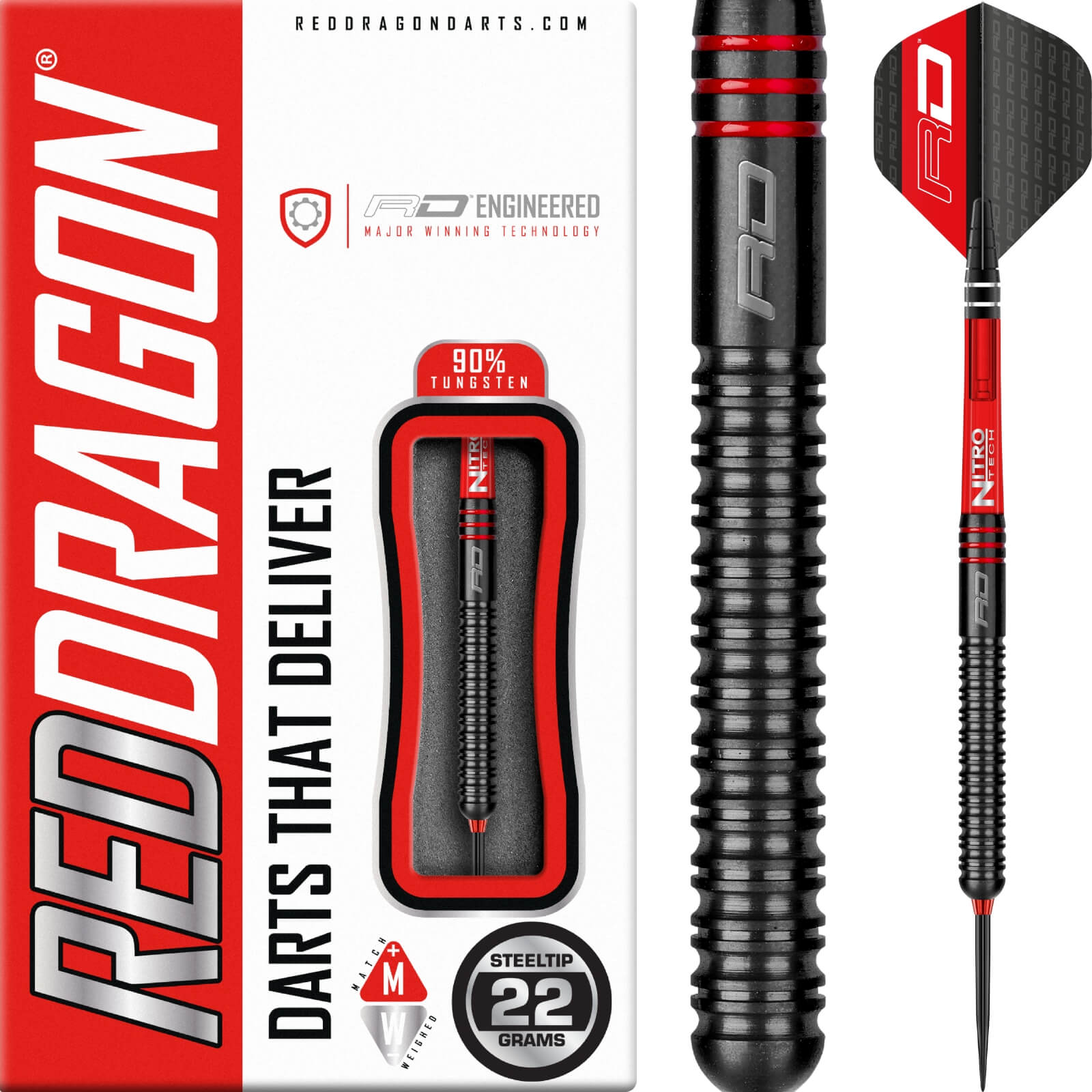 Darts - Red Dragon - Milano RS Darts - Steel Tip - 90% Tungsten - 22g 