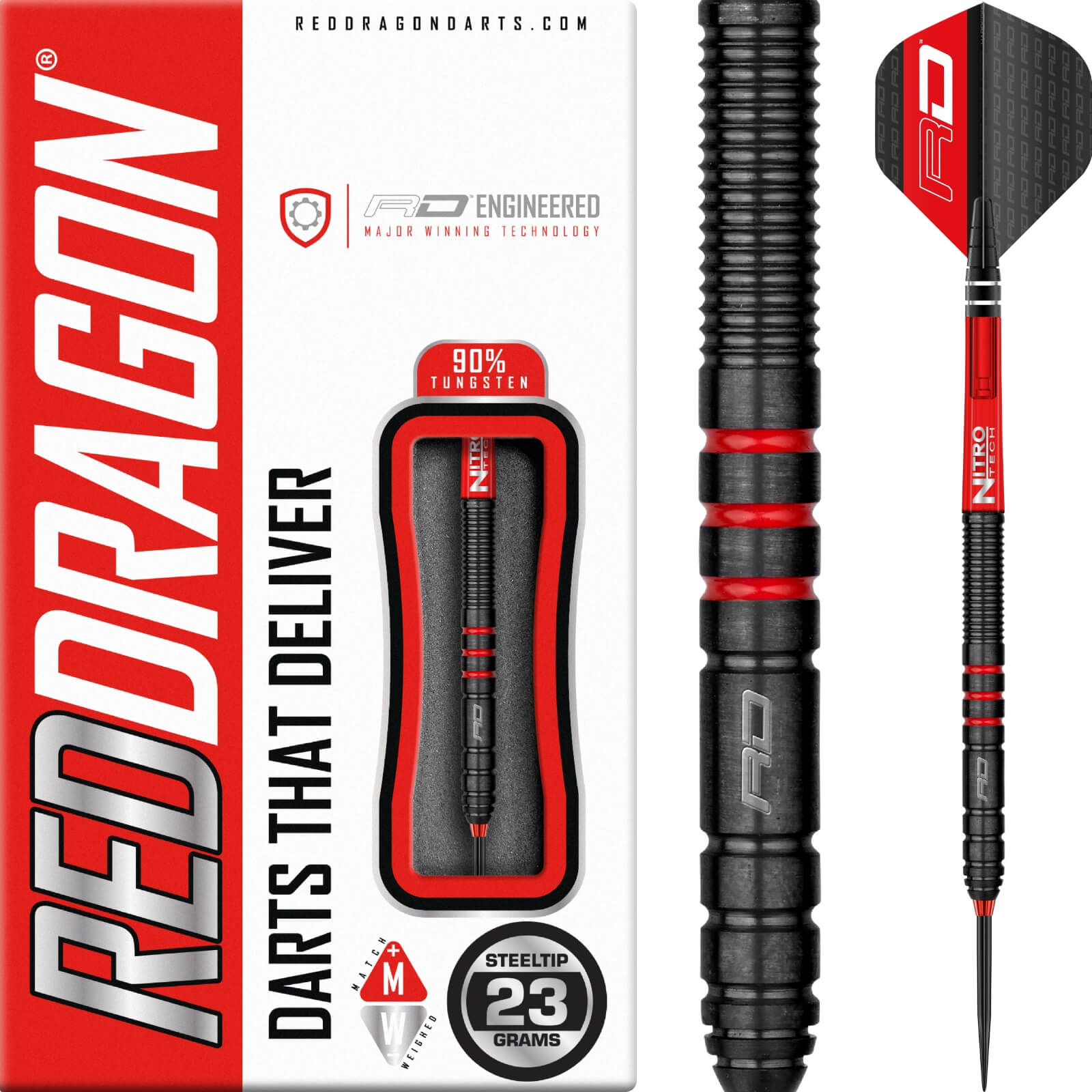 Darts - Red Dragon - Milano RS Darts - Steel Tip - 90% Tungsten - 23g 