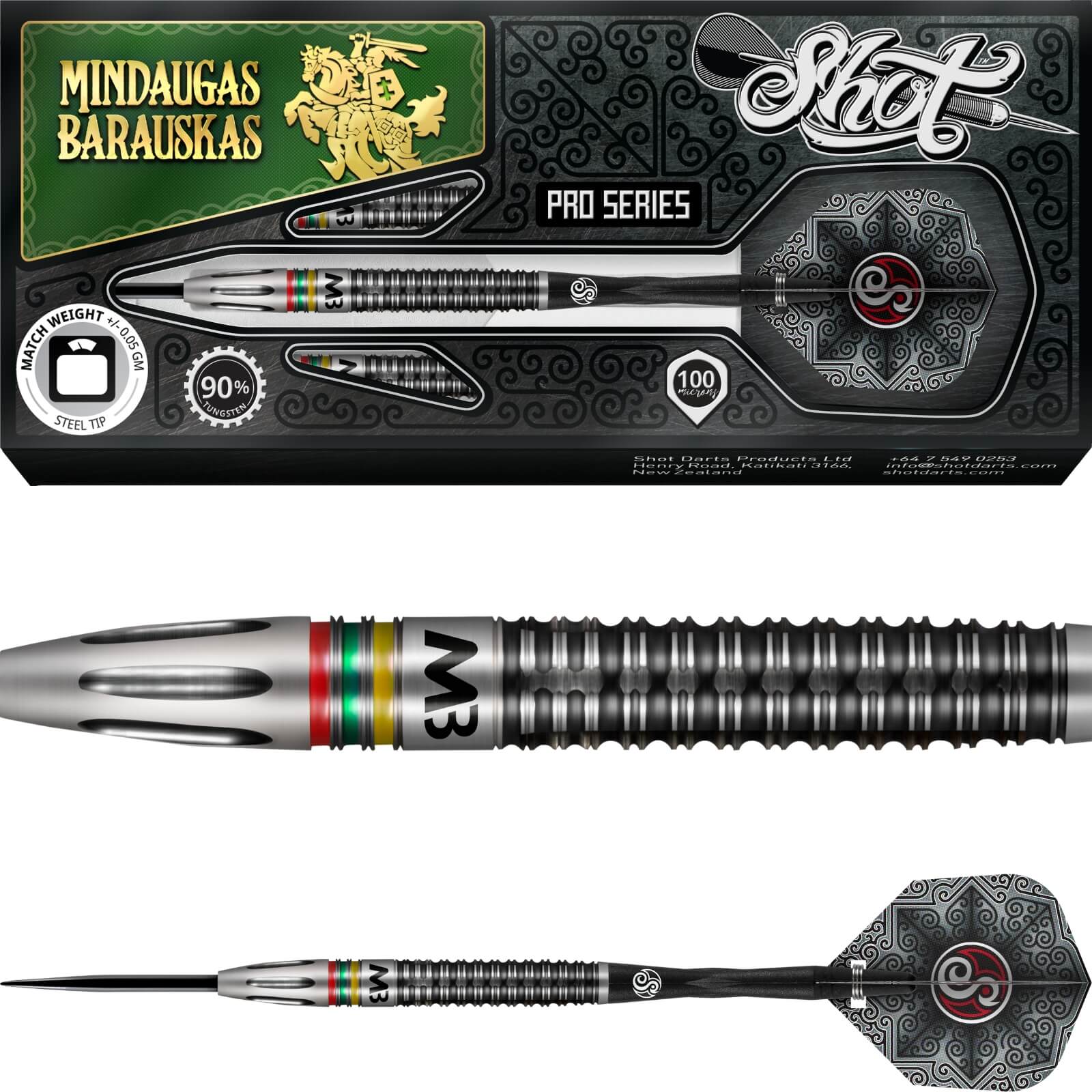 Darts - Shot - Mindaugas Barauskas Darts - Steel Tip - 90% Tungsten - 25g 