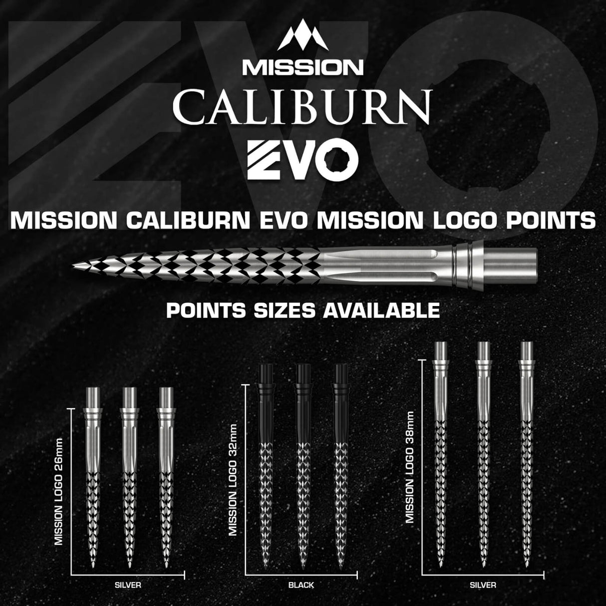 Mission - Caliburn EVO Mission Logo Dart Points - 26mm 32mm 38mm
