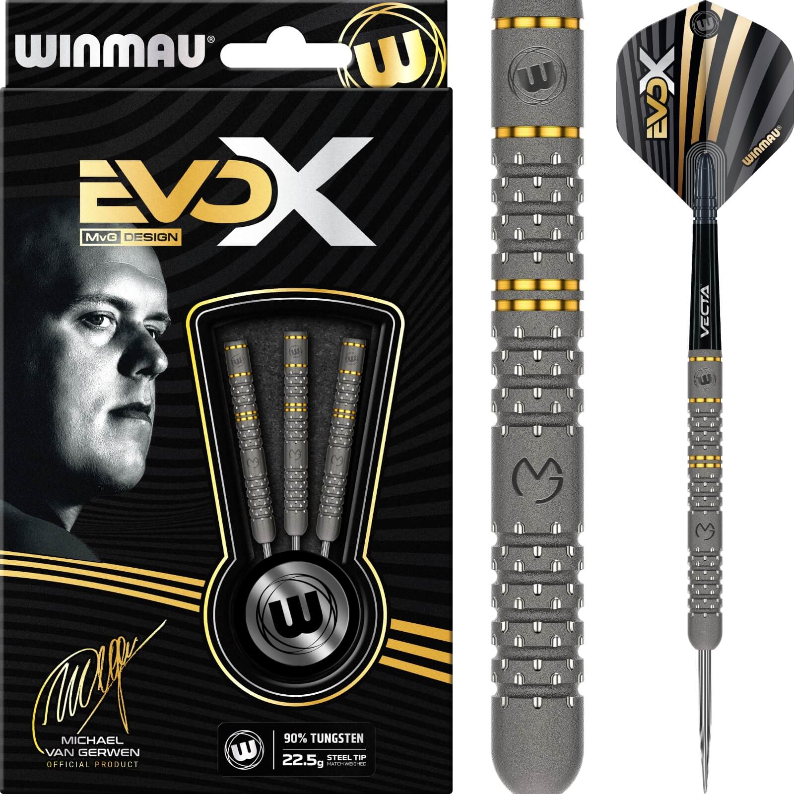 Darts - Winmau - MvG EvoX Darts - Steel Tip - 90% Tungsten - 22.5g