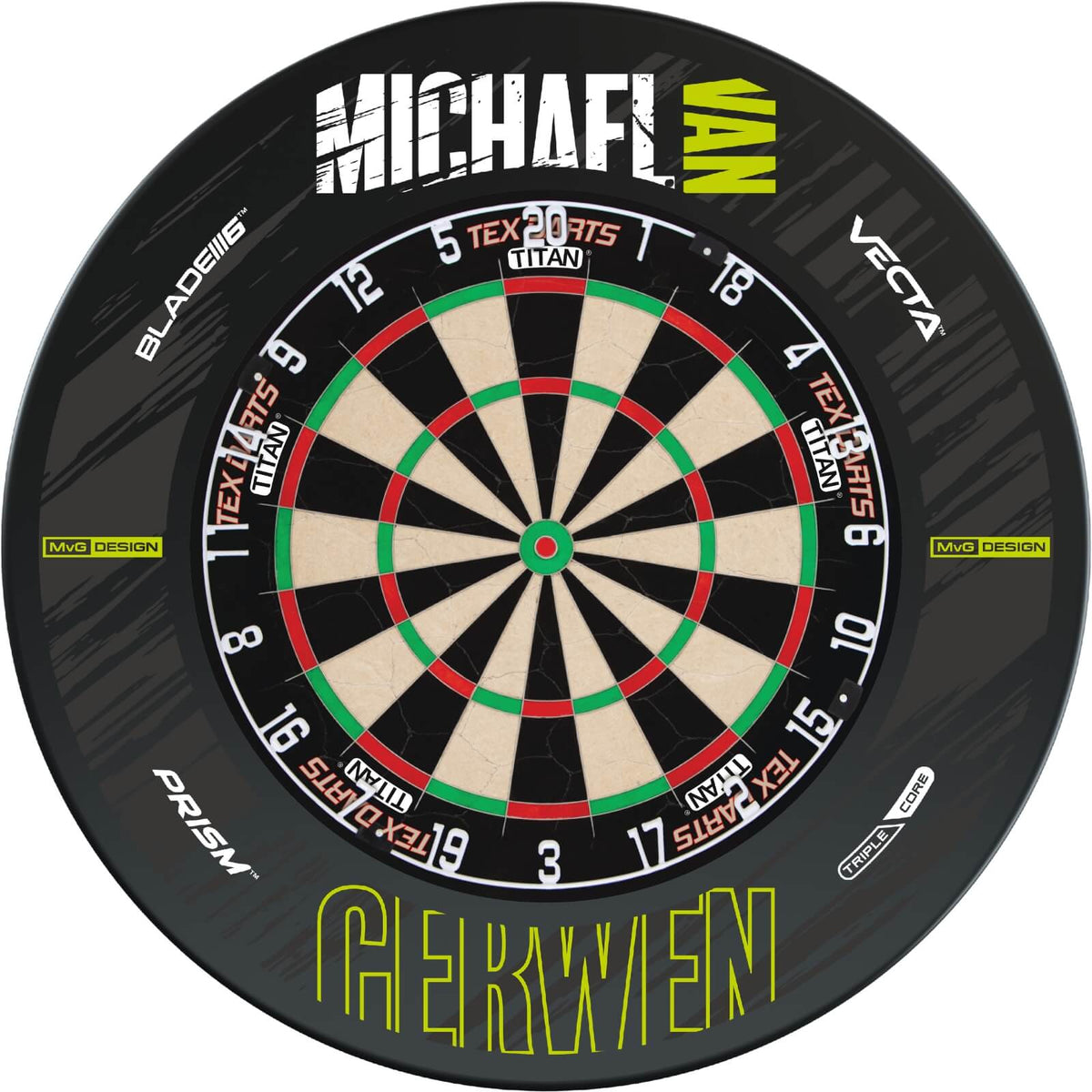 Surrounds &amp; Dartboards - Winmau - MvG Retro Dartboard Surround &amp; Dartboard Bundle - Choose Your Board Tex Darts - Titan