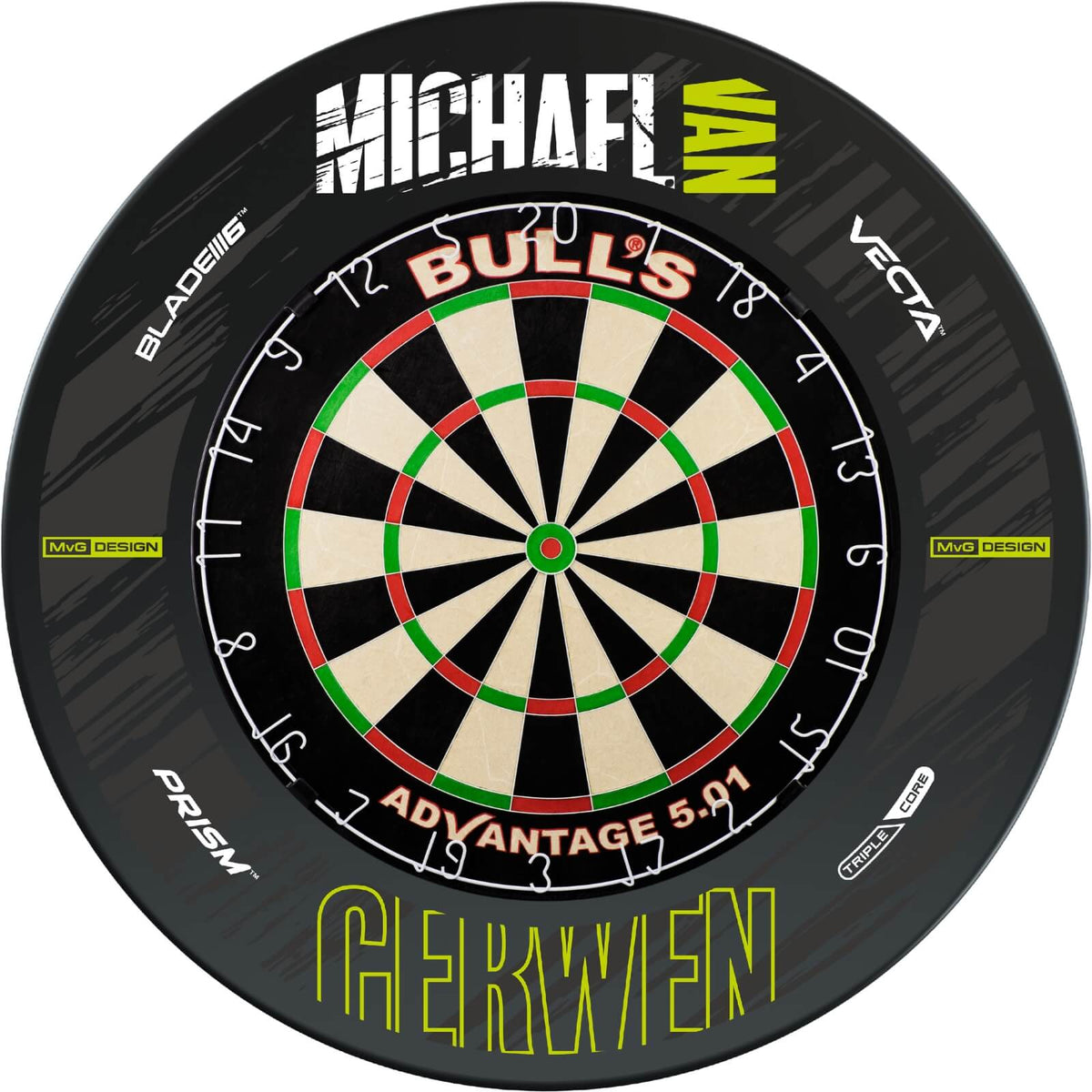 Surrounds &amp; Dartboards - Winmau - MvG Retro Dartboard Surround &amp; Dartboard Bundle - Choose Your Board Bulls NL - Advantage 501
