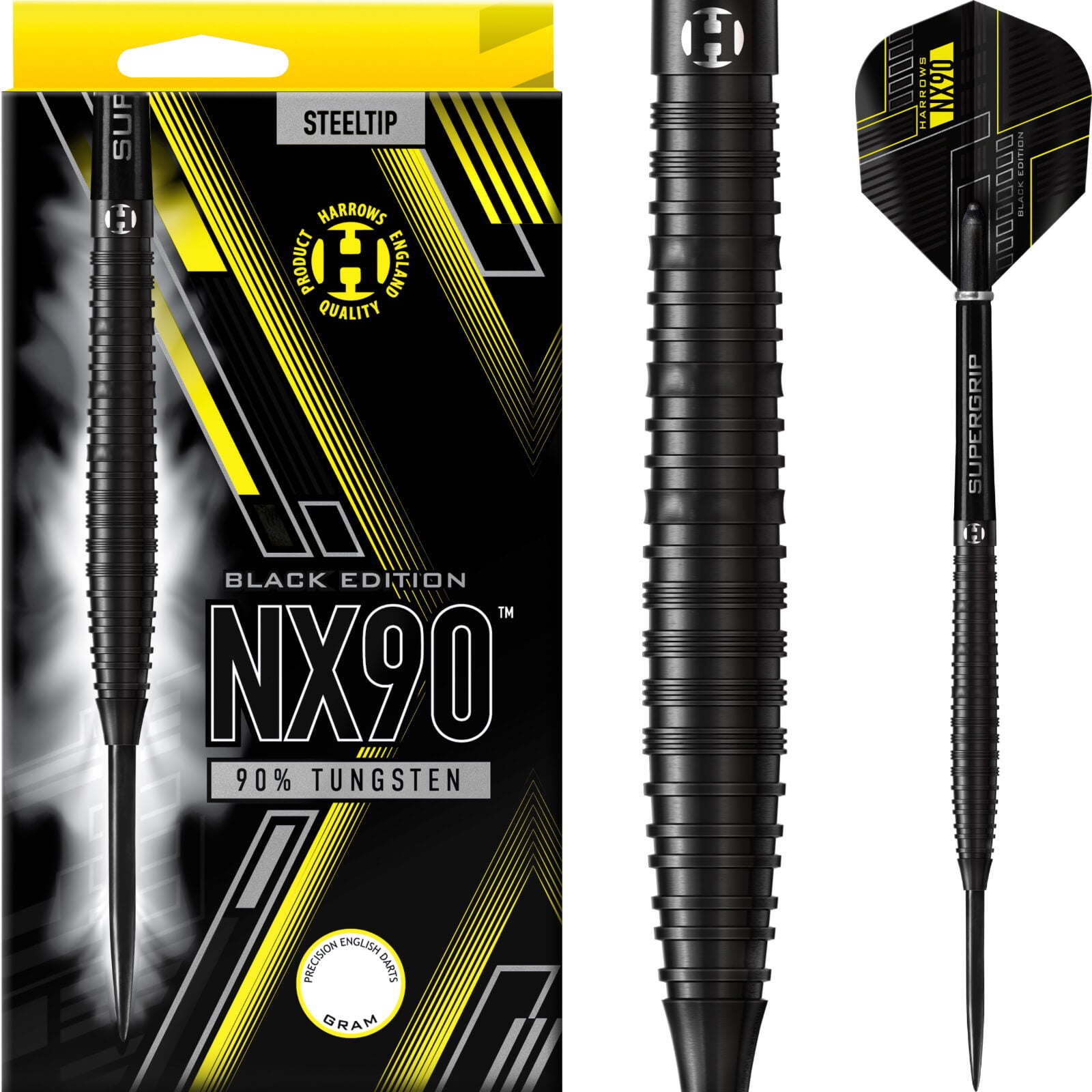 Darts - Harrows - NX90 Black Edition Darts - Steel Tip - 90% Tungsten - 21g 22g 23g 24g 25g 26g