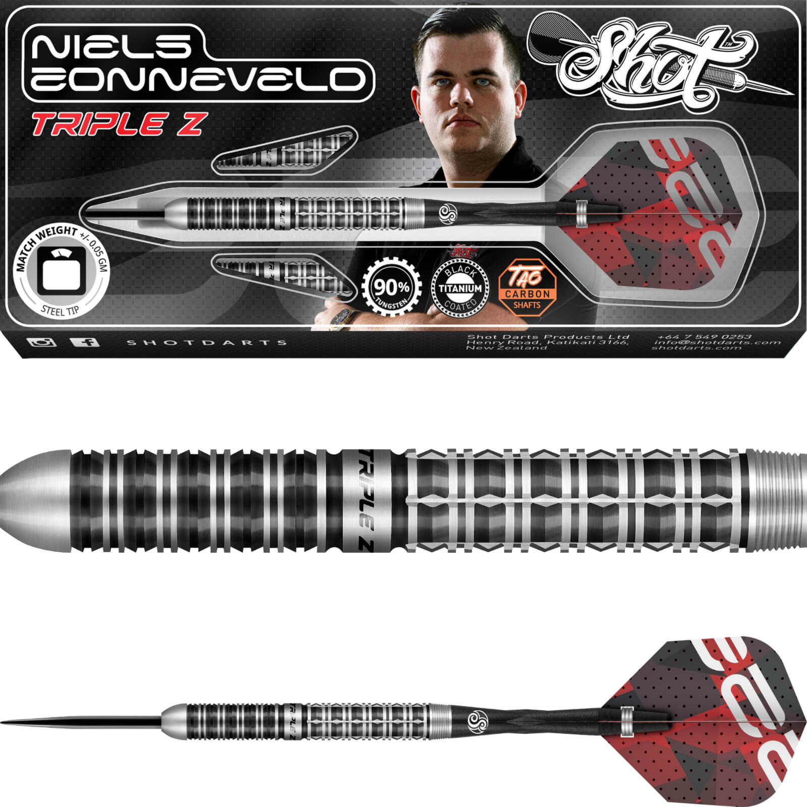 Darts - Shot - Niels Zonneveld 2.0 Darts - Steel Tip - 90% Tungsten - 23g 24g