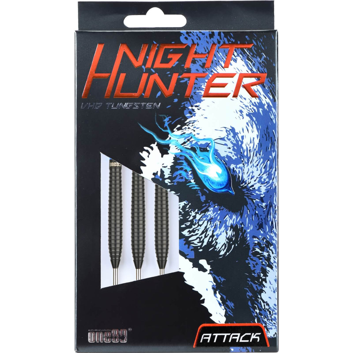 Darts - One80 - Night Hunter Attack Darts - Steel Tip - 90% Tungsten - 22g 24g