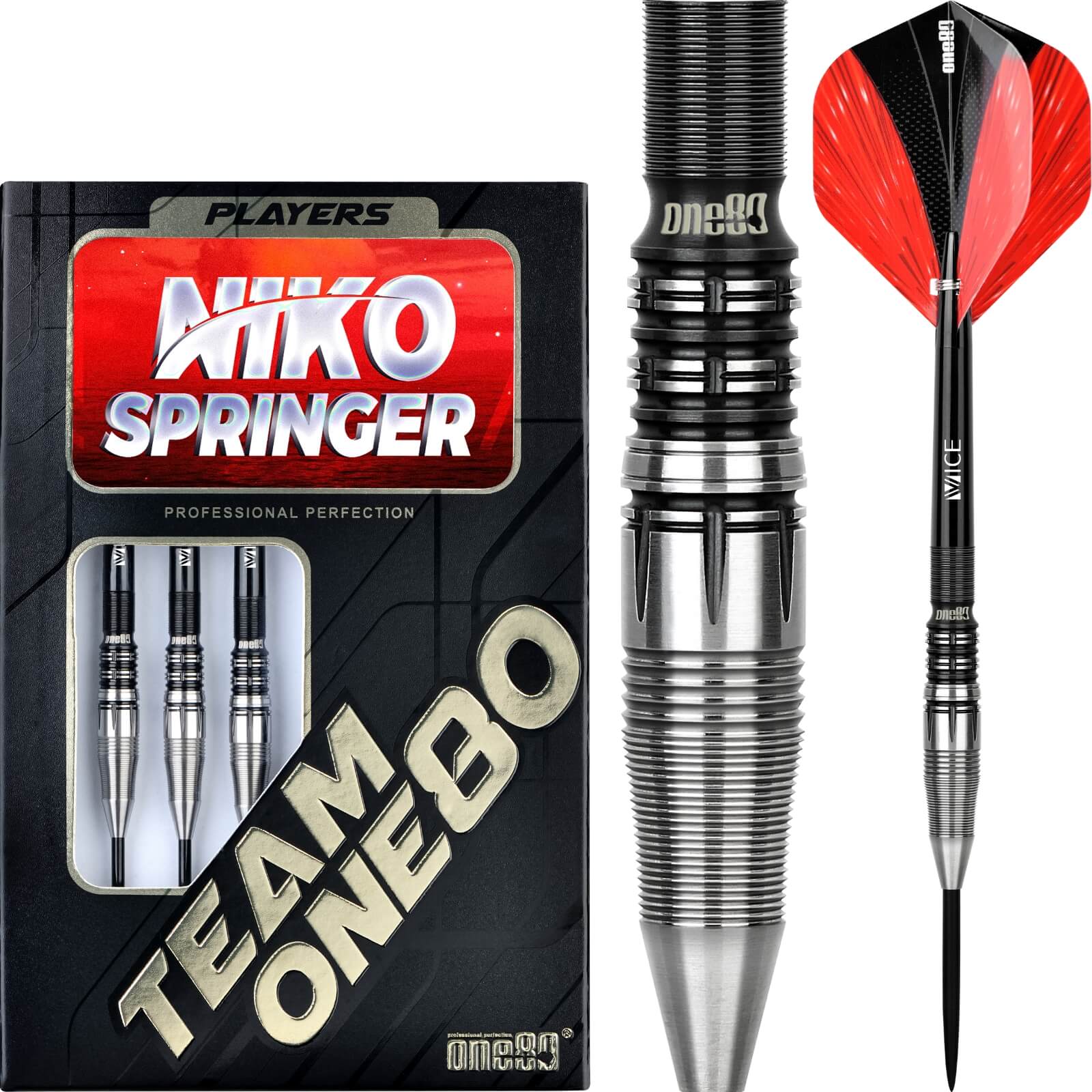 Darts - One80 - Niko Springer Darts - Steel Tip - 90% Tungsten - 22g 