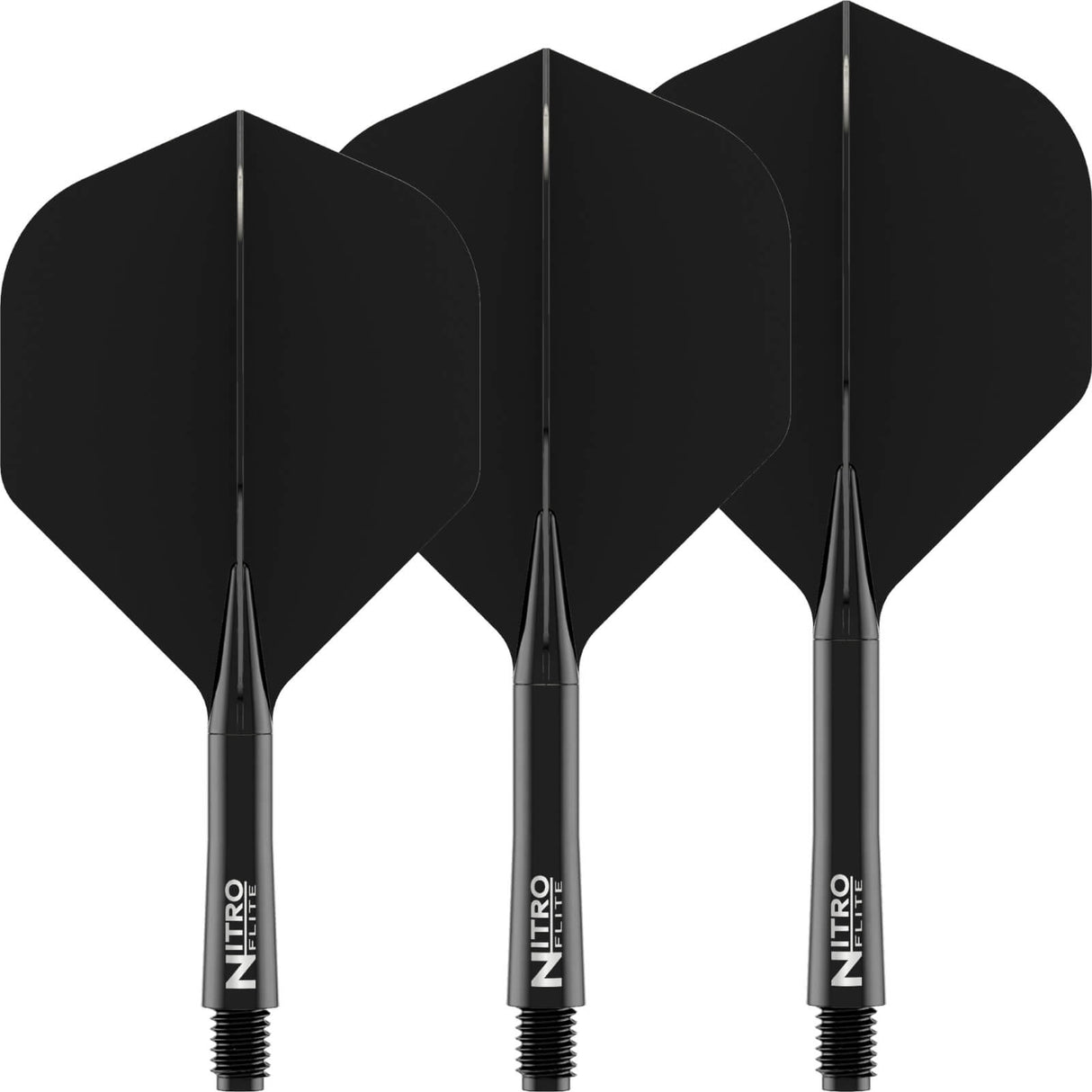 Red Dragon - Nitro Flite Black - Big Wing Dart Flights - Integrated Flight & Shaft System - Short (22mm) / Black